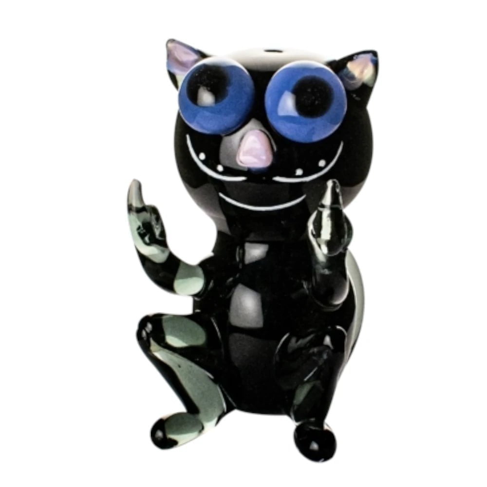 Cheech Glass Pipe Black and White Cat Pipe