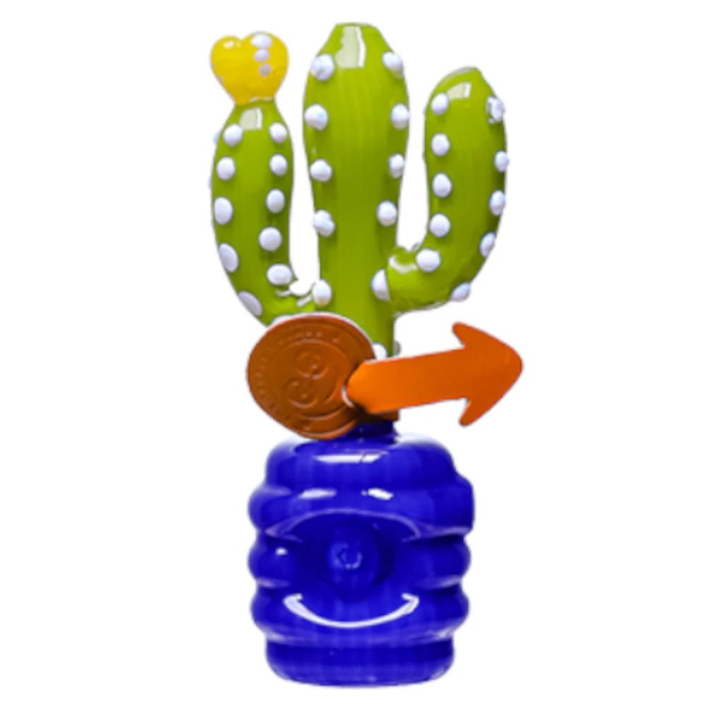 Cheech Glass Pipe Blue Cactus Hand Pipe