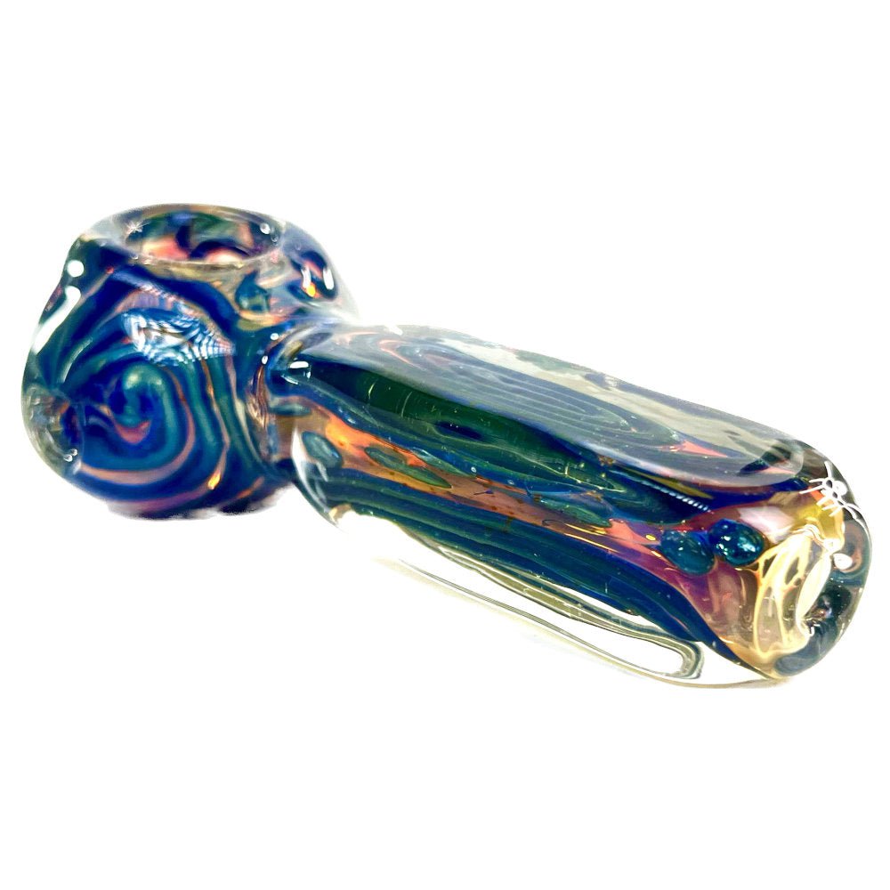 Fat Buddha Glass Pipe Blue Fumed Built In Screen Pipe