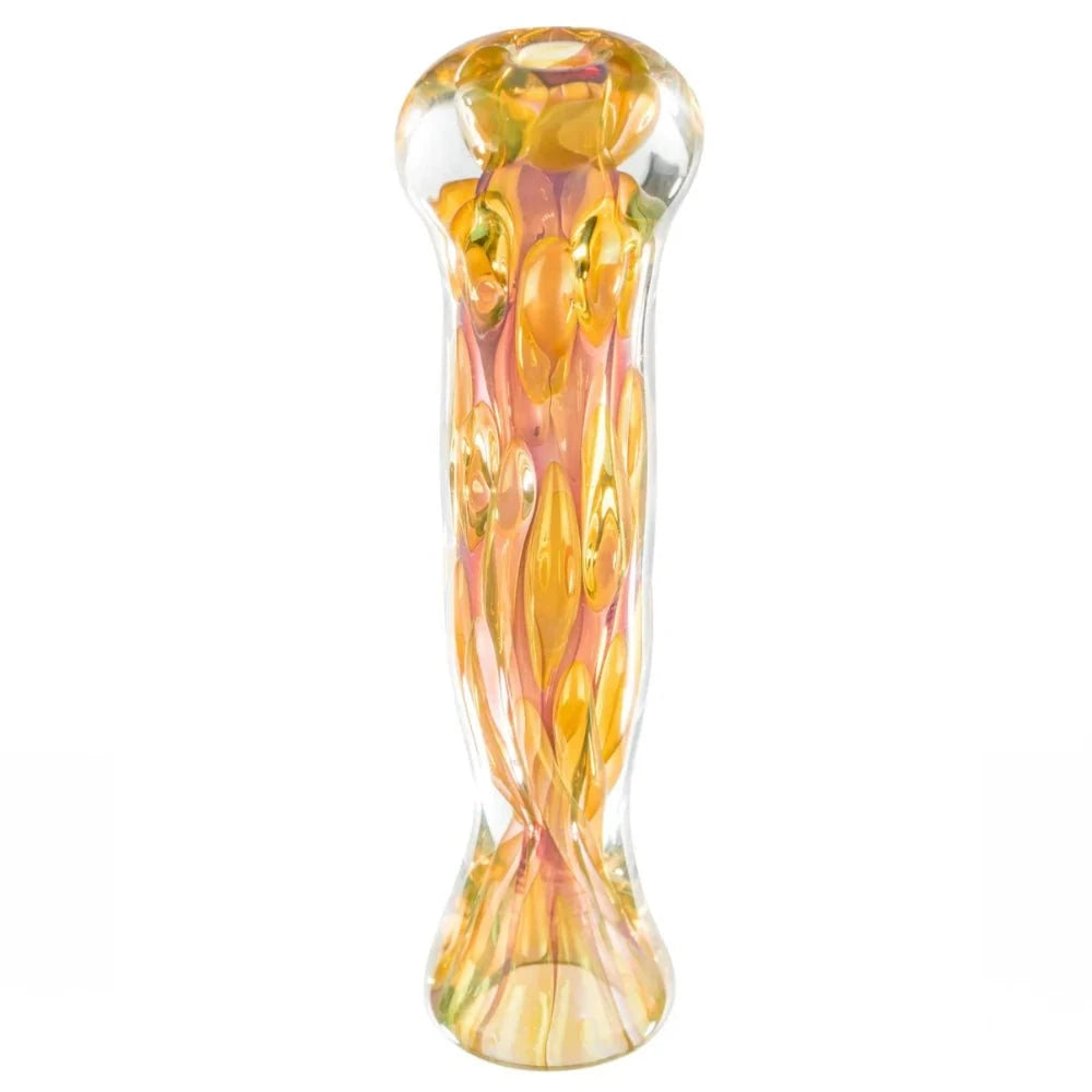 Fat Buddha Glass Pipe Chillum 24k Gold Fumed One-hitter