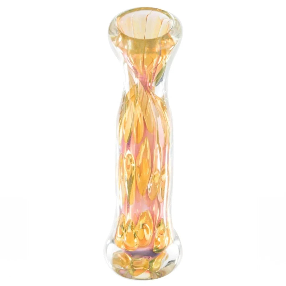 Fat Buddha Glass Pipe Chillum 24k Gold Fumed One-hitter