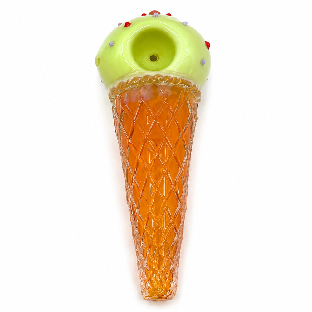 Fat Buddha Glass Pipe Green Ice Cream Hand Pipe