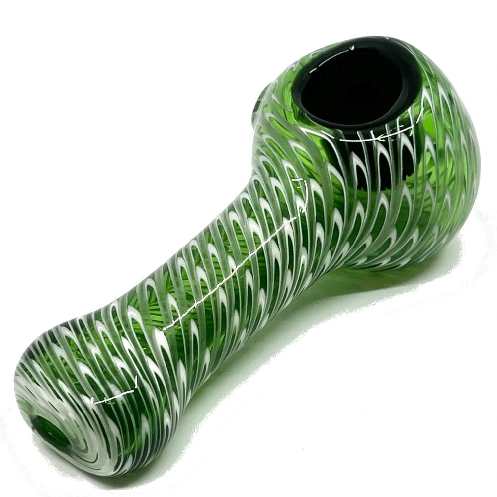 Fat Buddha Glass Pipe Green Slotted Bowl Pipe