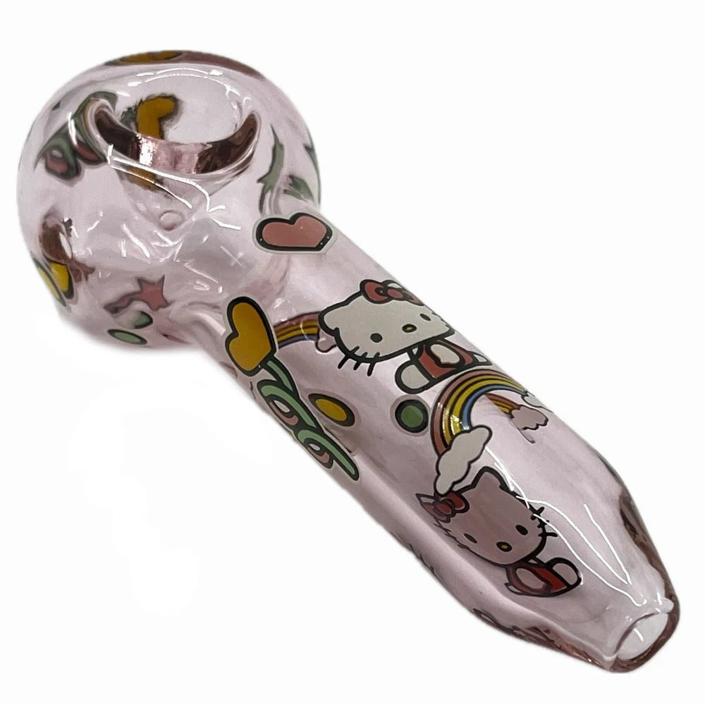 Fat Buddha Glass Pipe Pink Glass Hello Kitty Pipe