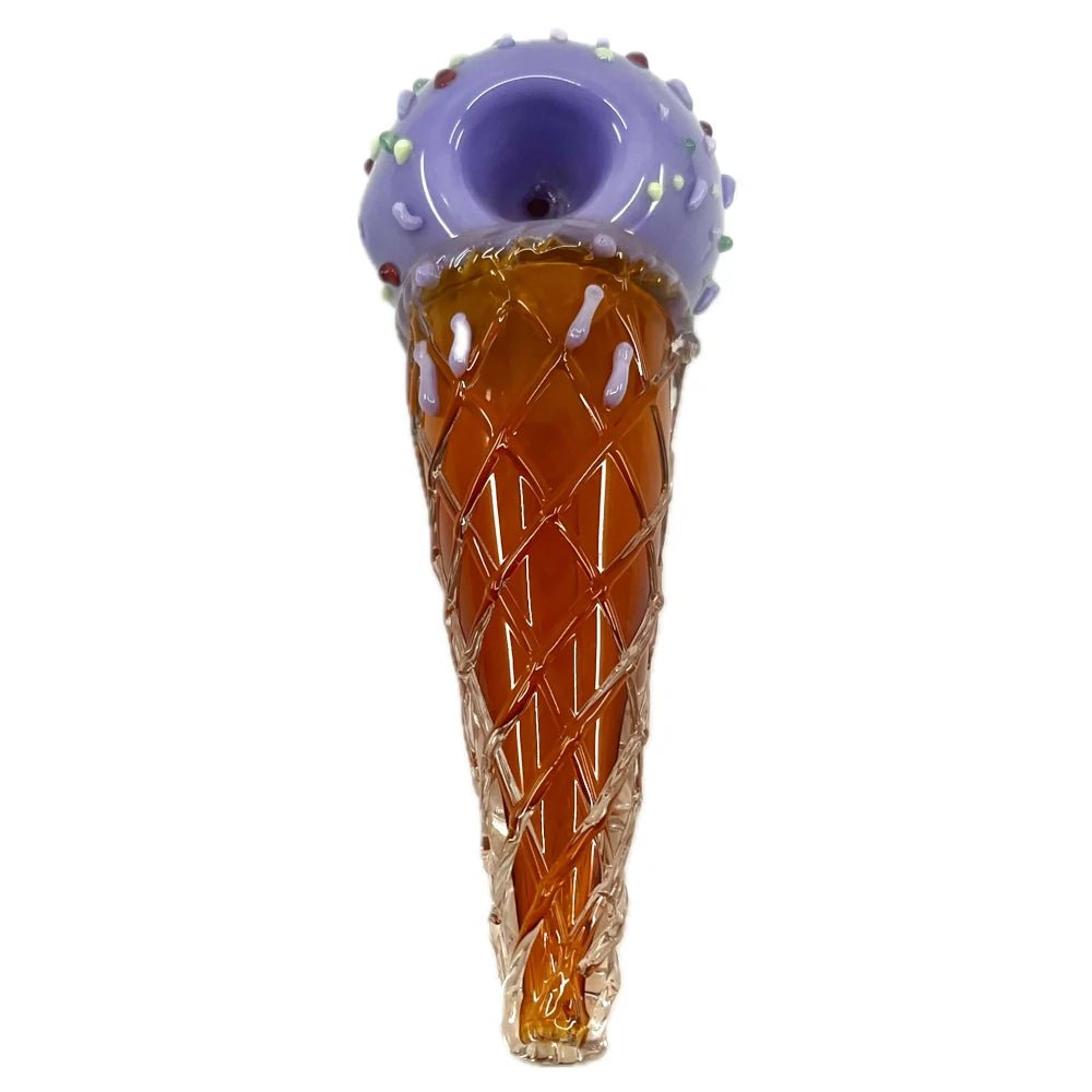 Fat Buddha Glass PIpe Purple Ice Cream Hand Pipe