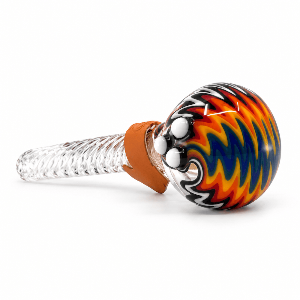 Cheech Glass Pipe White Colorful Wig-Wag Spoon Pipe