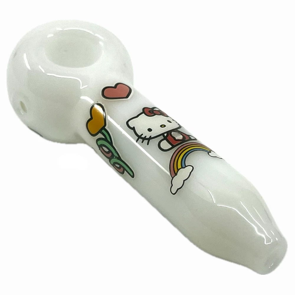 Fat Buddha Glass Pipe White Glass Hello Kitty Pipe