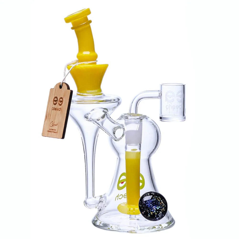 Cheech Glass Yellow Sparkly Recycler Dab Rigs