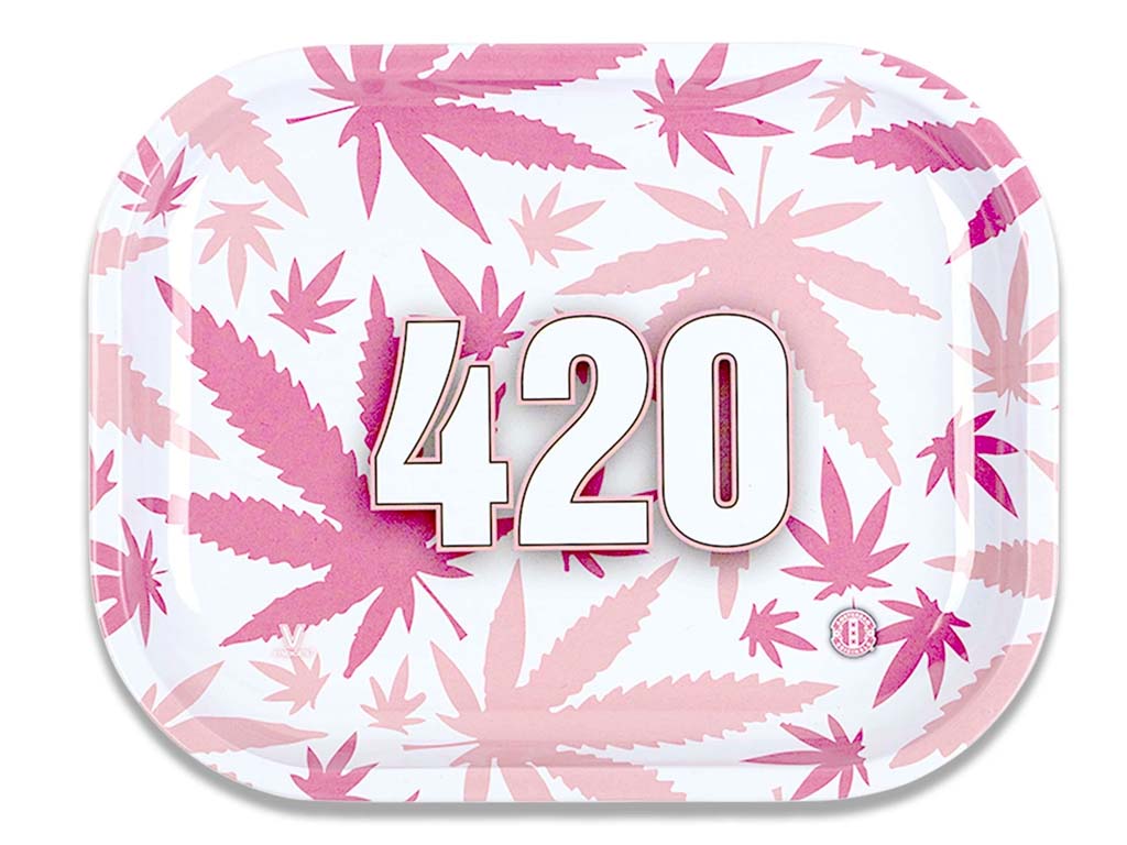 420 Pink Metal Tray Fat Buddha Glass
