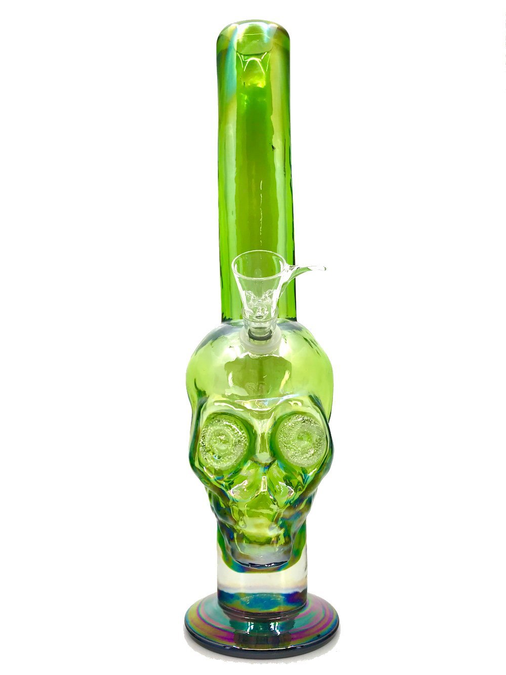 Fumed Green Skull with Glow in the DARK EYES