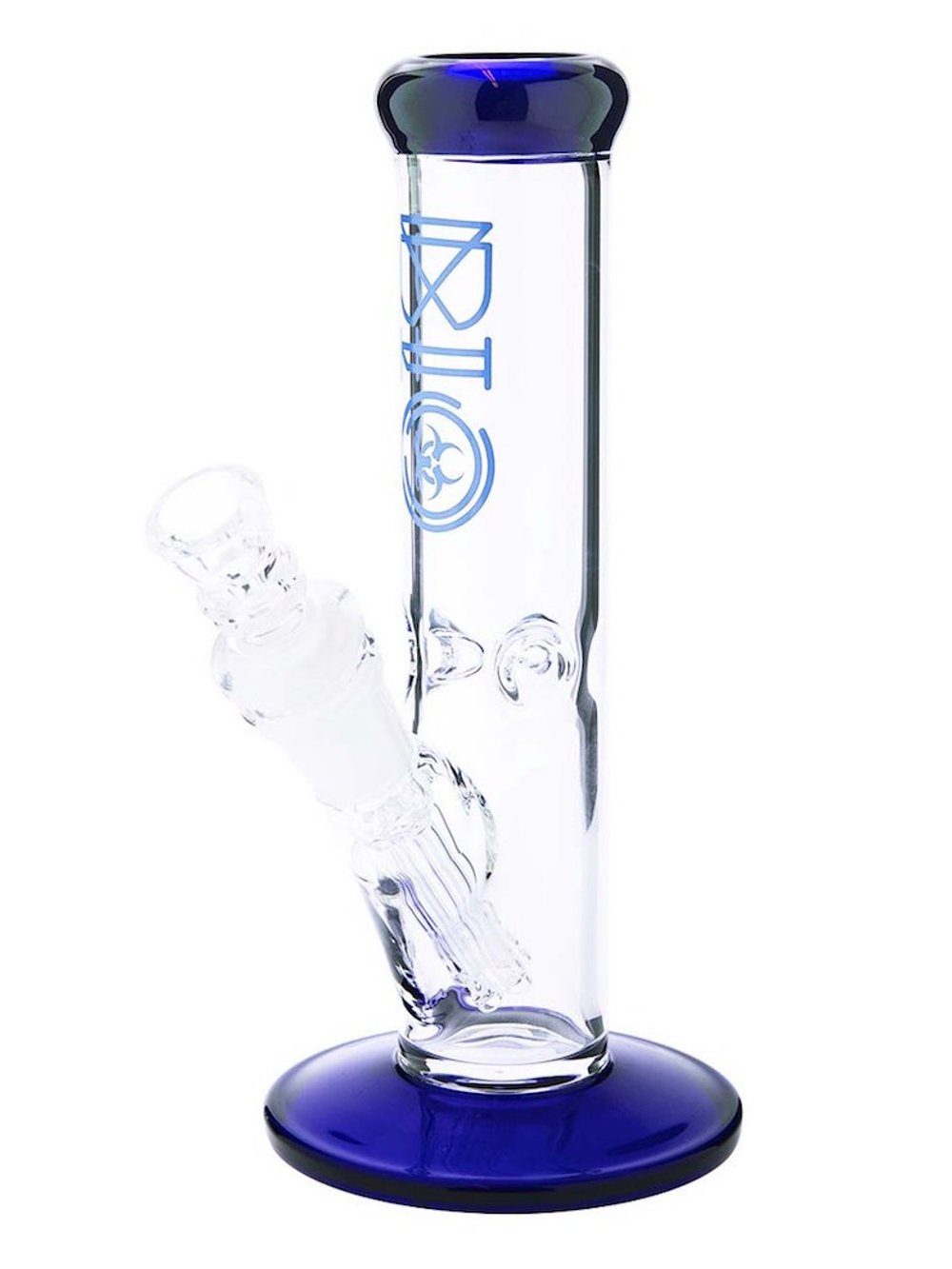 Blue Bio Straight Tube Bong Fat Buddha Glass