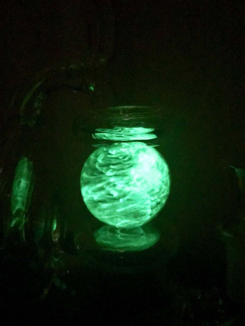 Fat Buddha Glass Bong Glow in the Dark Crystal Ball Recycler Bong