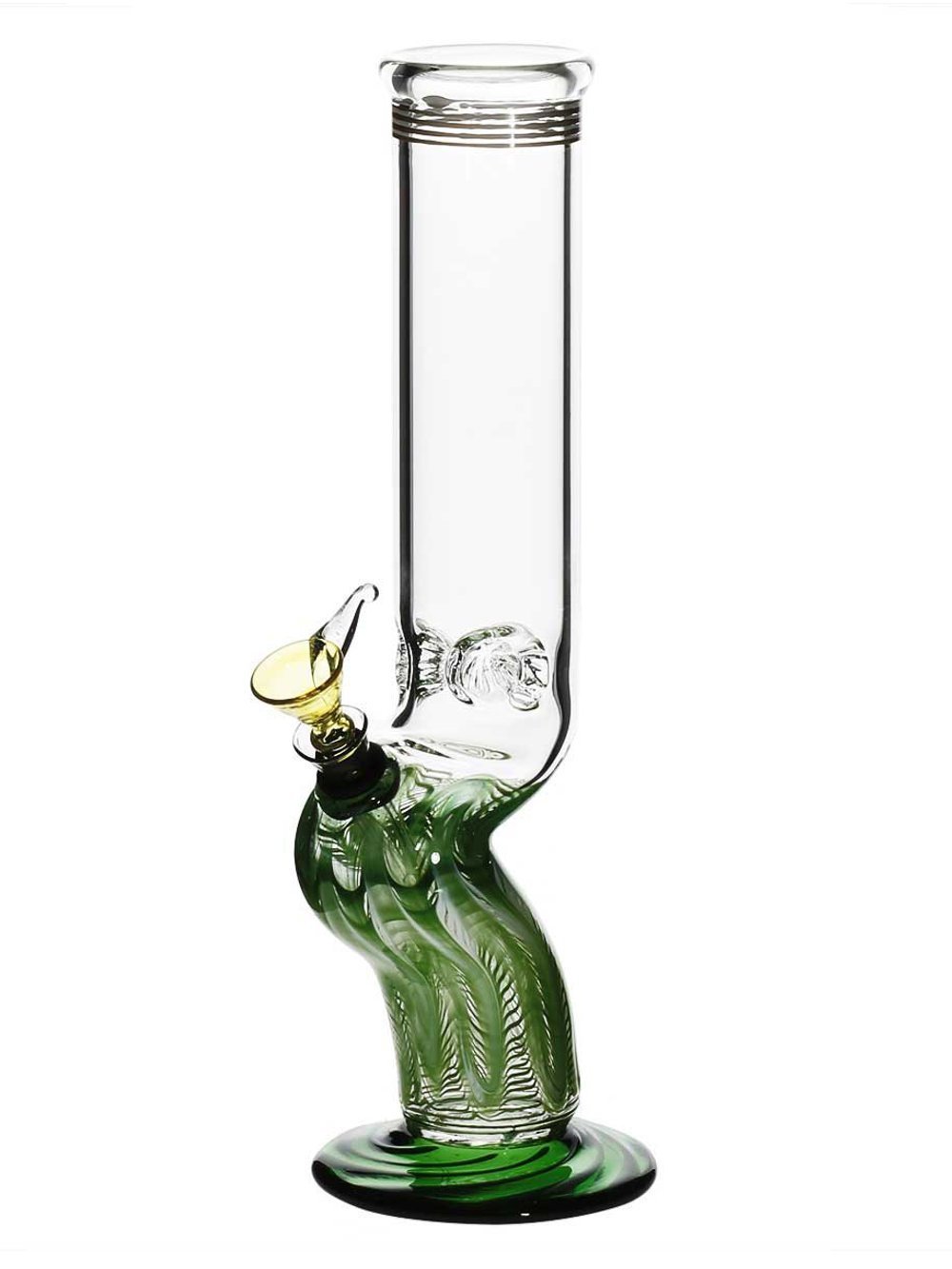 Green 14" Bend Bong Fat Buddha Glass