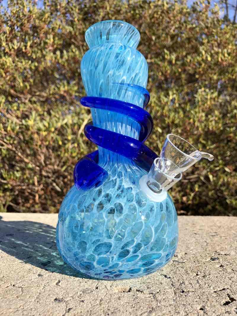 Fat Buddha Glass Bong Light Blue Bong with Wrap