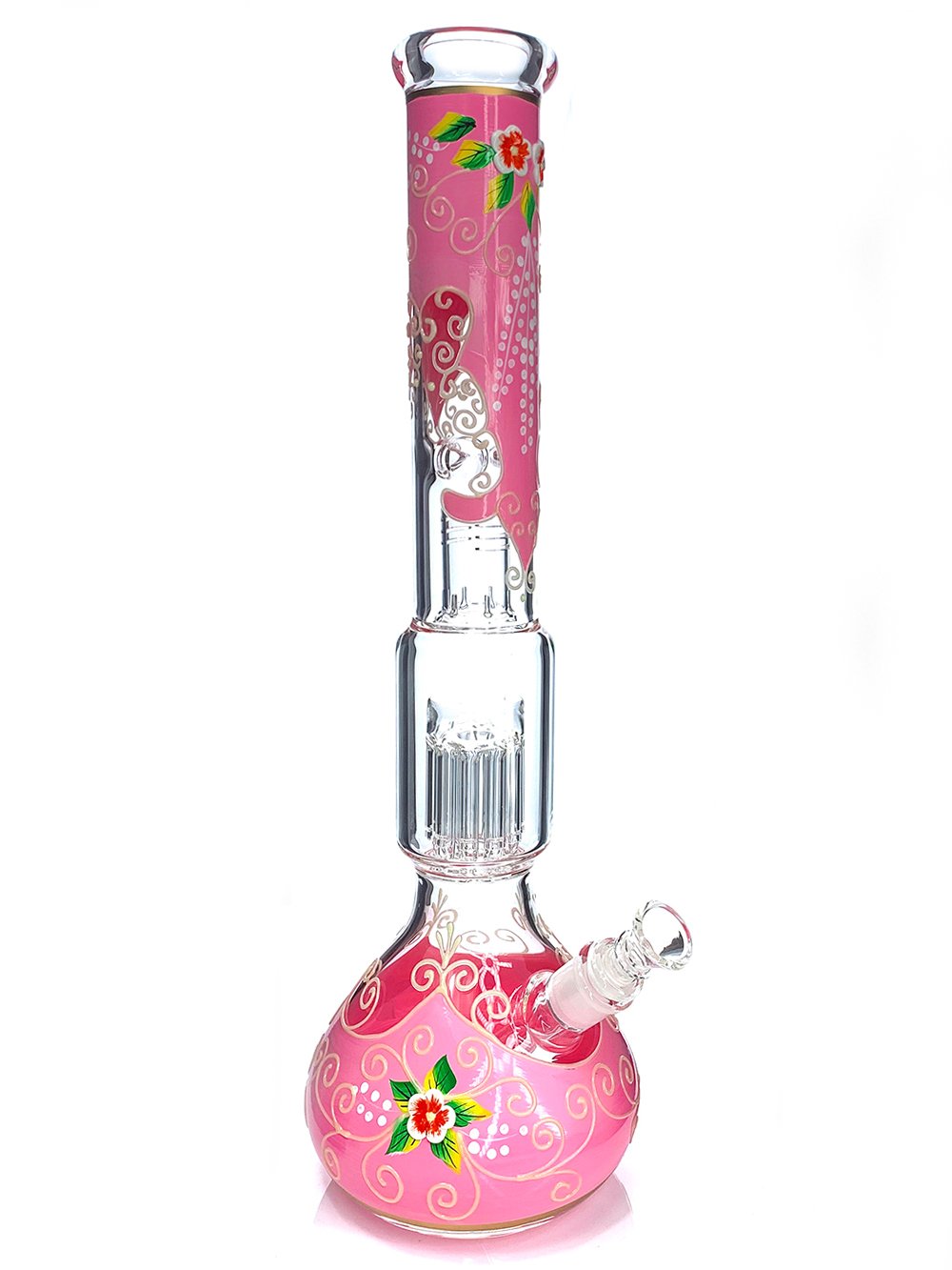 Pink Flower Bong Fat Buddha Glass
