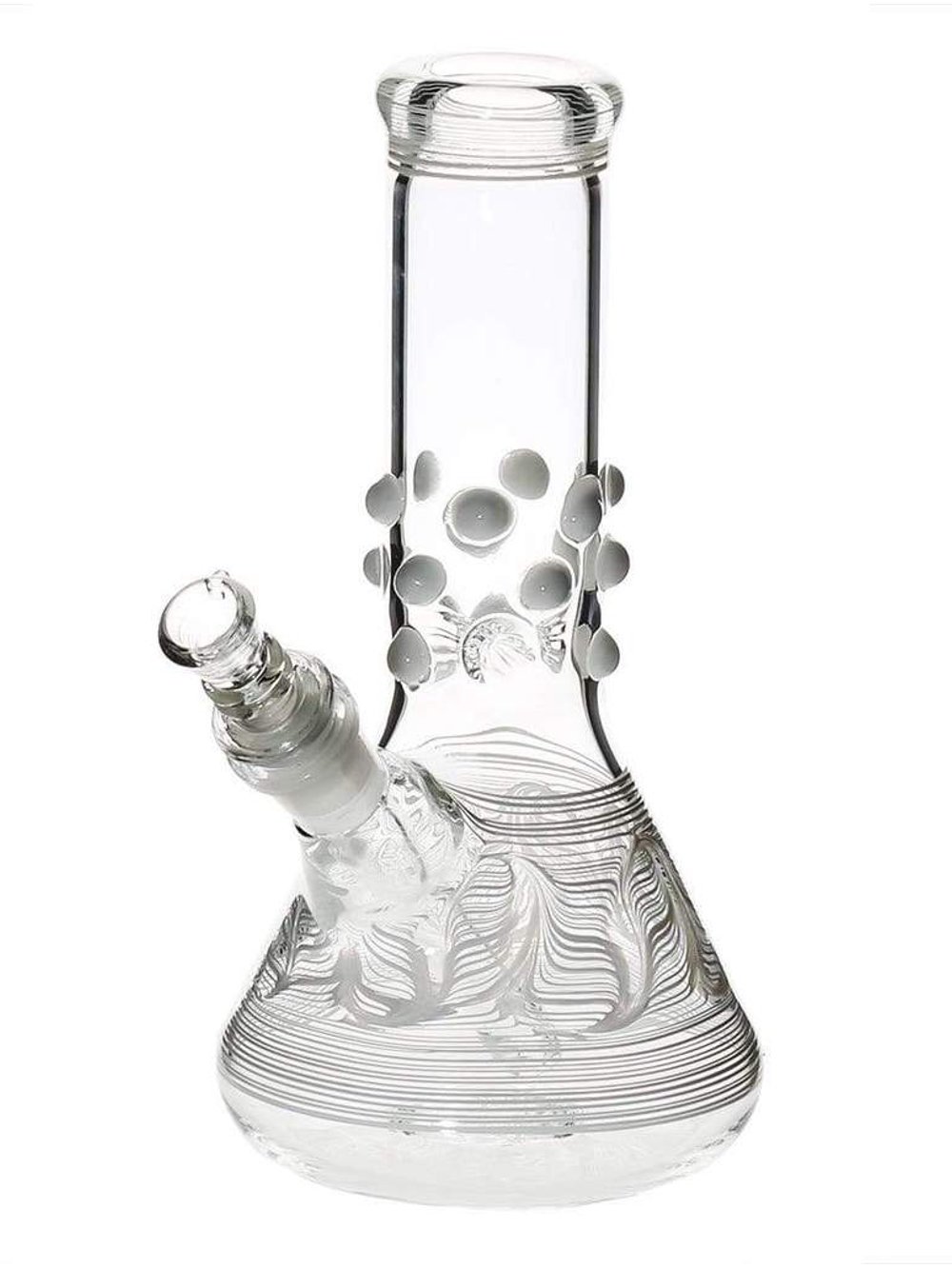 White 8 inch Beaker w/Marbles Fat Buddha Glass
