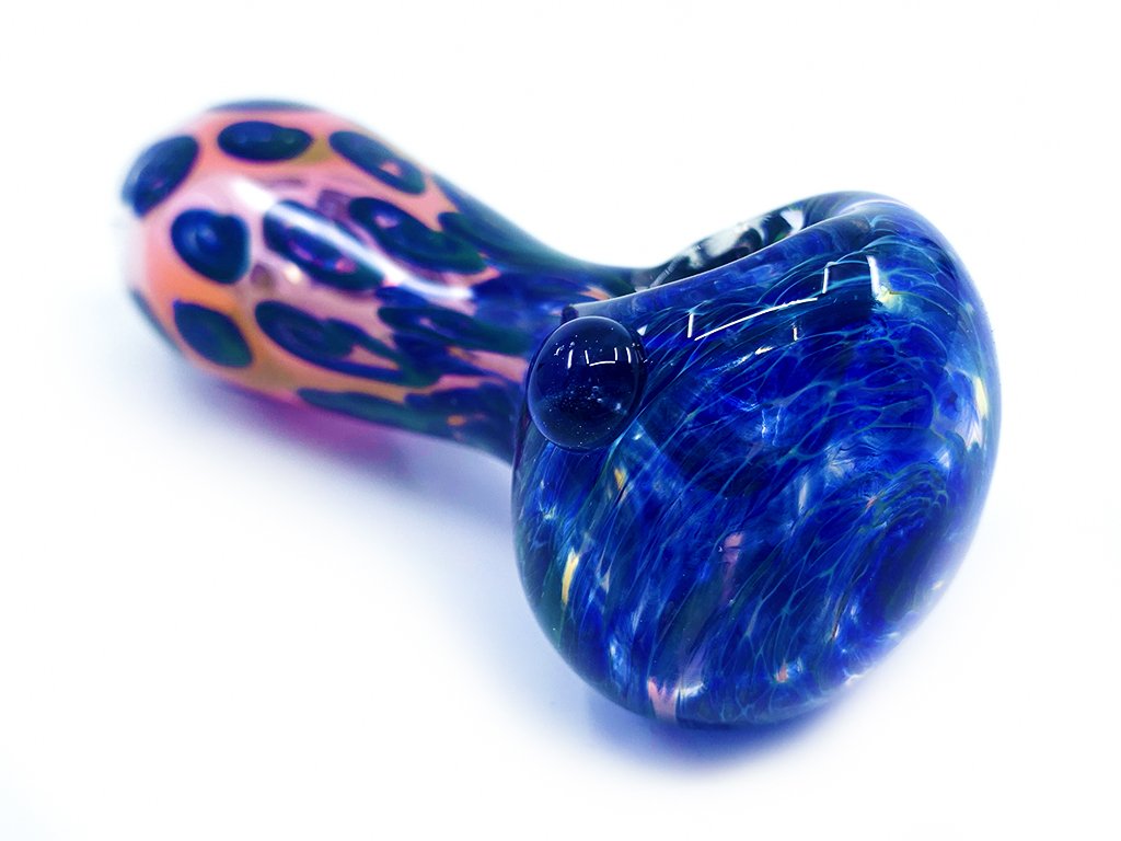 Dichroic Blue Bomber Glass Pipe - Fat Buddha Glass