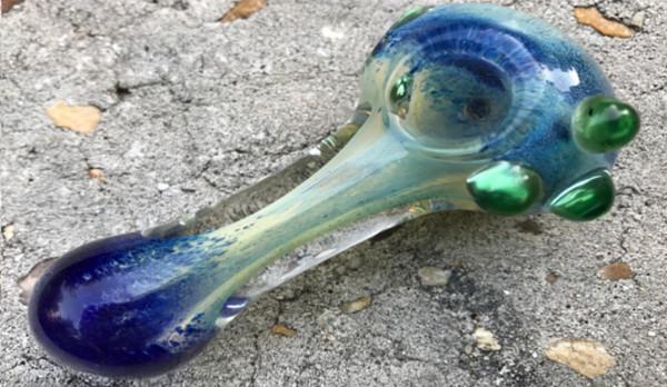 Glass Pipe Blue Inside Smoking Pipe Bowl KS28