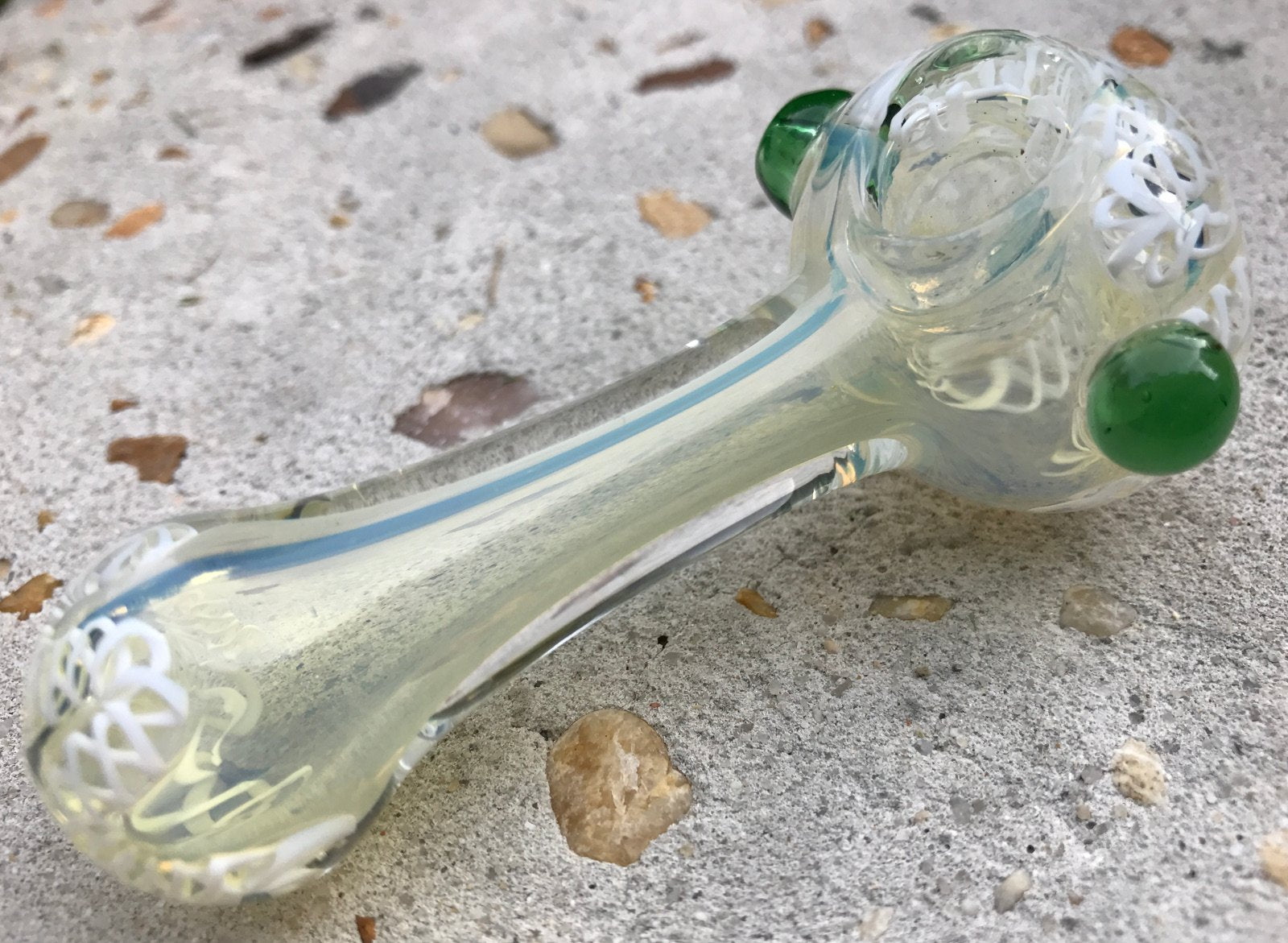 Travel Glass Pipe - Fumed with .999 Fine Silver Glass Bowl KS75