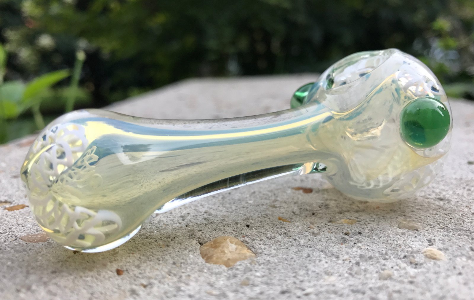 Travel Glass Pipe - Fumed with .999 Fine Silver Glass Bowl KS75