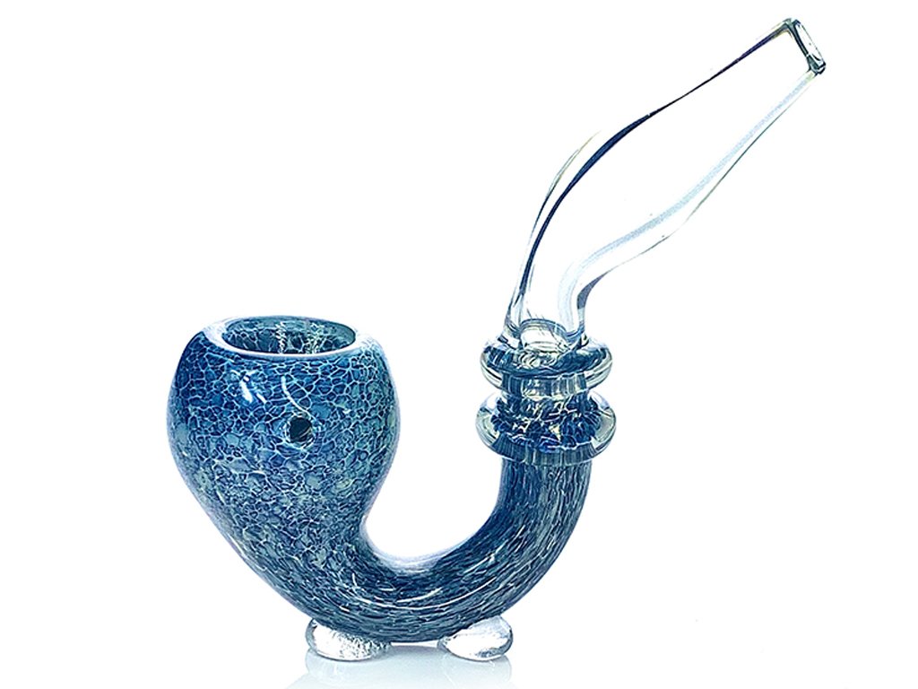 Blue Glass Sherlock Smoking Pipe KS61B Fat Buddha Glass