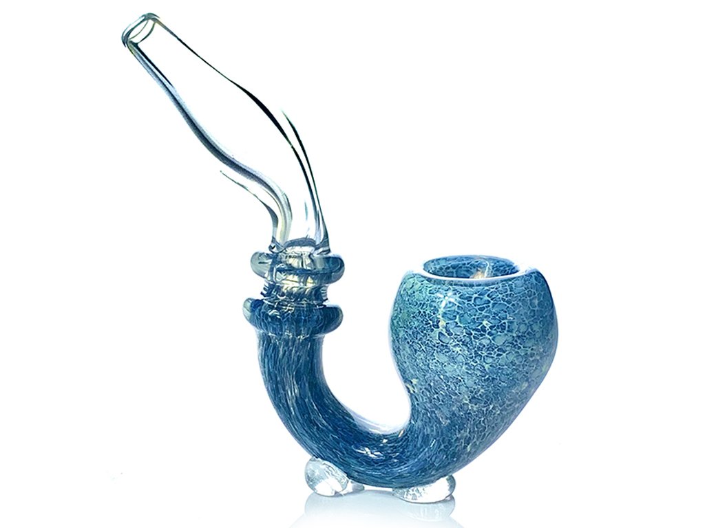 Blue Glass Sherlock Smoking Pipe KS61B Fat Buddha Glass