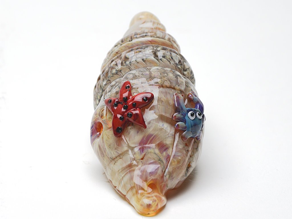 Aurora Seashell Pipe Fat Buddha Glass
