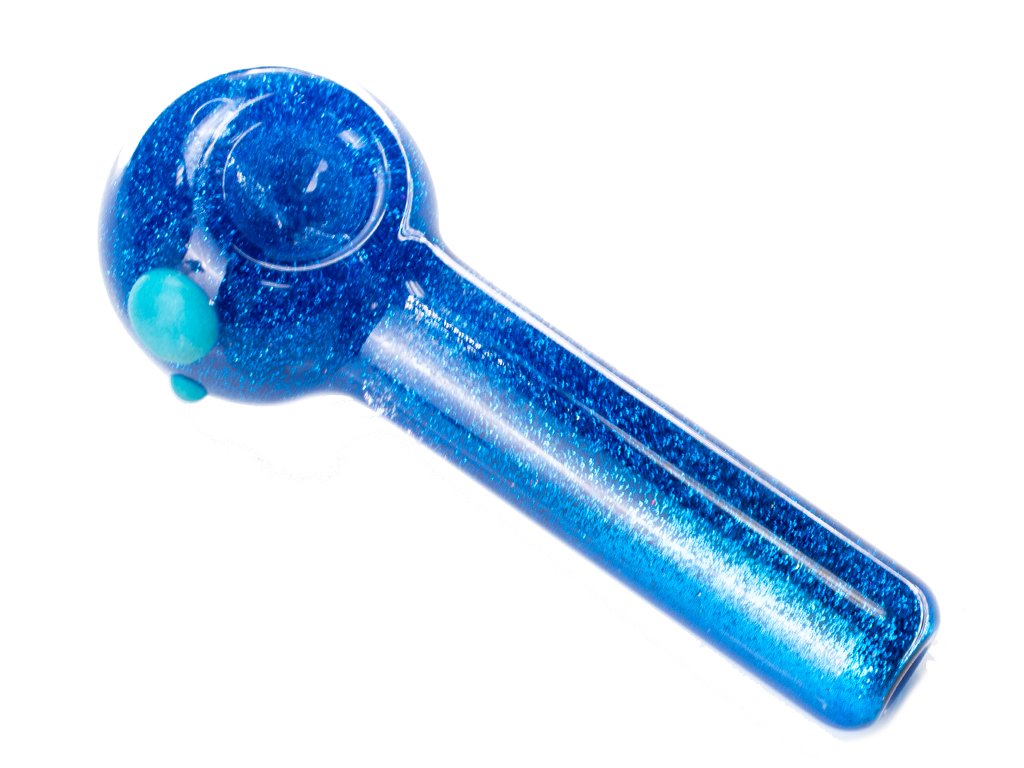 Blue Freezable Glitter Pipe Fat Buddha Glass