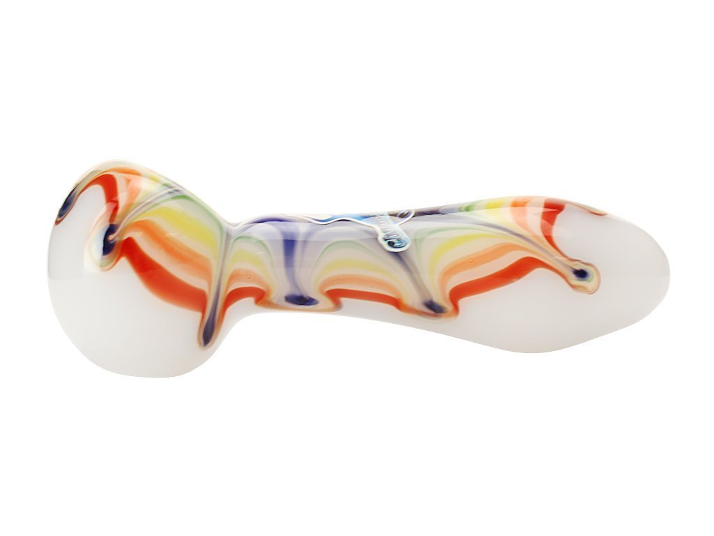 Chameleon Glass White Rainbow Splat Pipe 