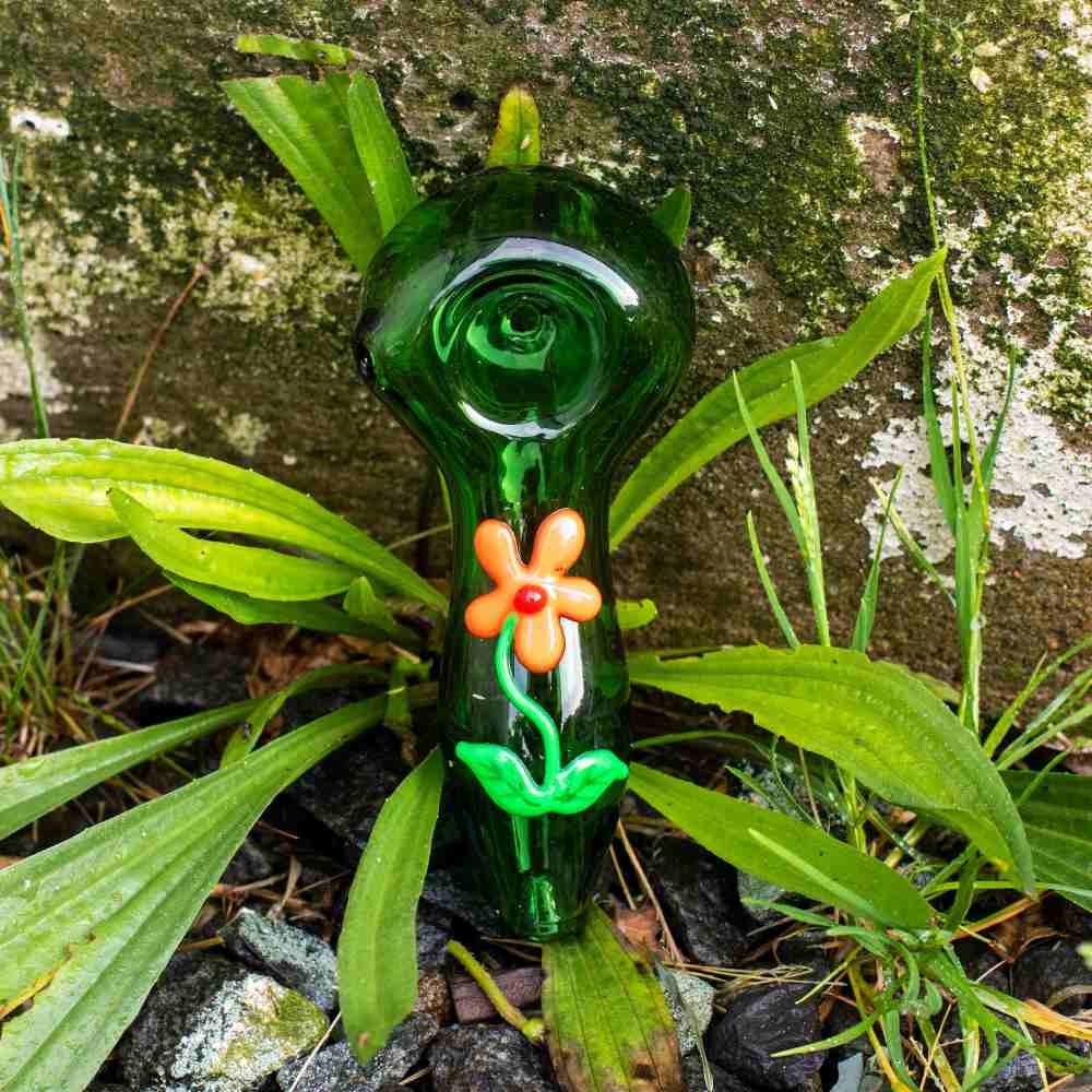 Fat Buddha Glass Pipe Glow in the Dark Garden Flower Pipe