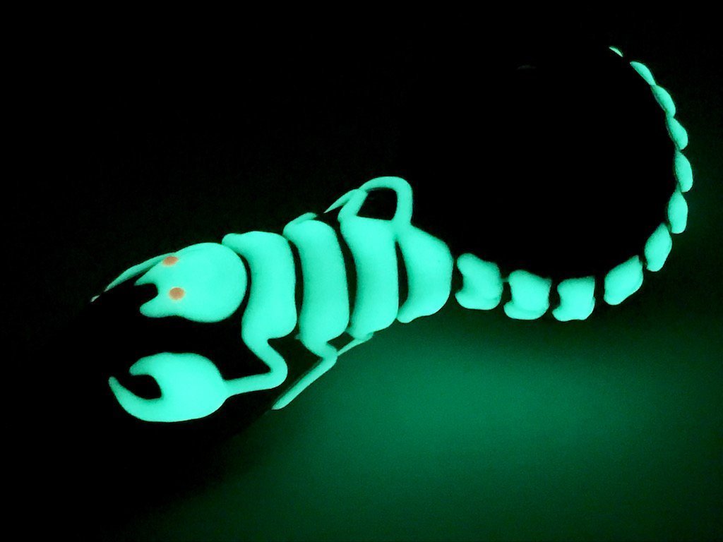 Glow In The Dark Scorpion Pipe Fat Buddha Glass