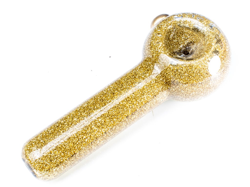 Gold Freezable Glitter Pipe Fat Buddha Glass
