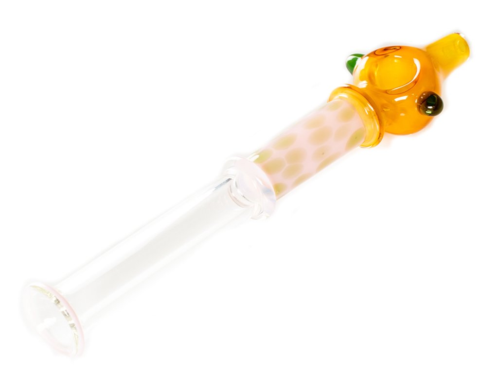 Gold Tipped Steamroller Pipe Fat Buddha Glass