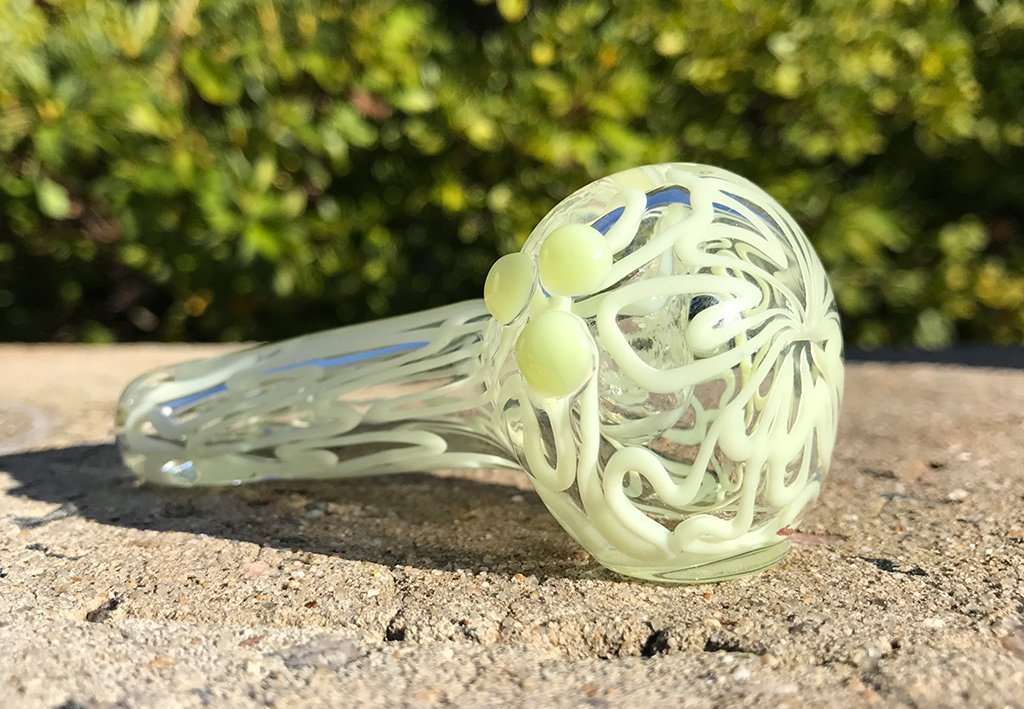 Fat Buddha Glass Pipe Green Slyme Inside Out Pipe