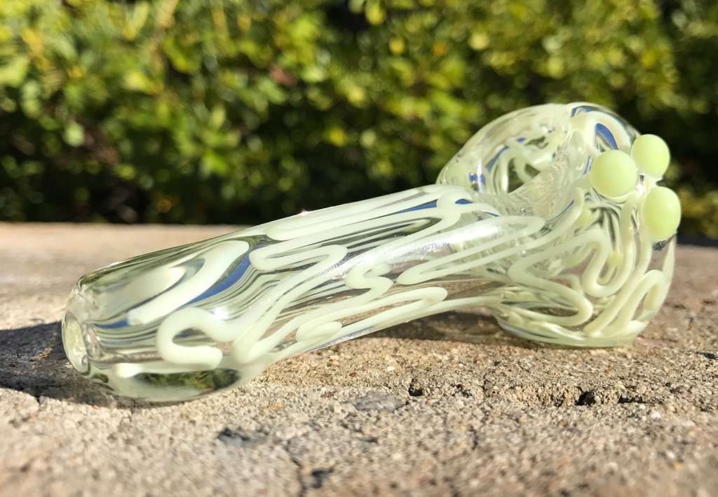 Fat Buddha Glass Pipe Green Slyme Inside Out Pipe