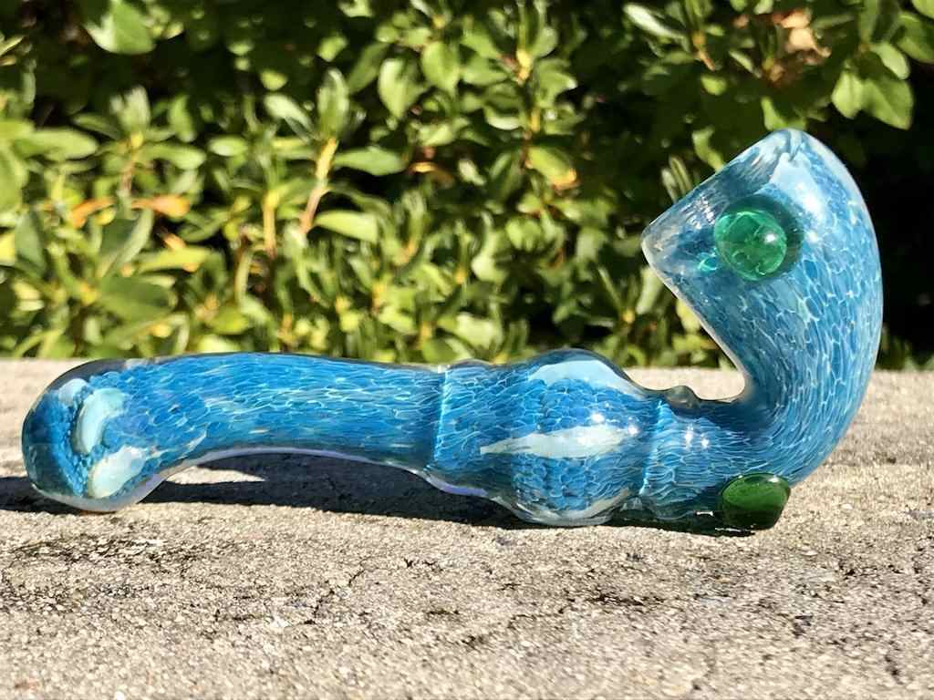 Fat Buddha Glass Pipe Inside Out Blue Sherlock Pipe
