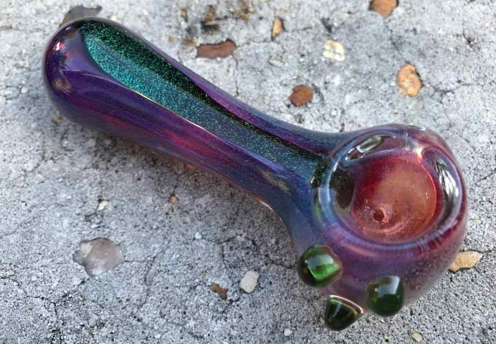 Fat Buddha Glass Pipe Purple Dichroic Glass Pipe KS34