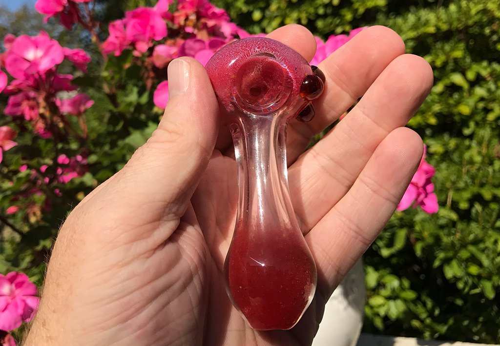 Fat Buddha Glass Pipe Red Color Changing Glass Pipe KS29