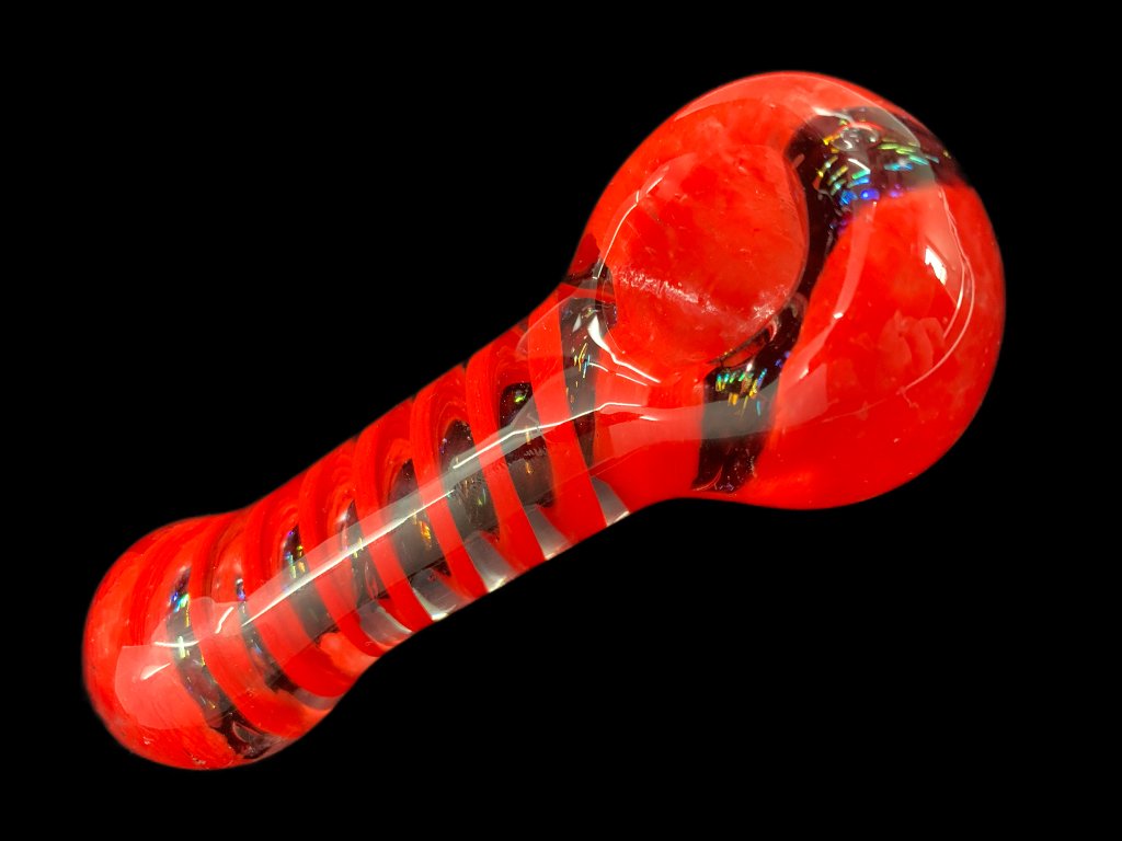 Red Dichroic Glass Pipe Fat Buddha Glass