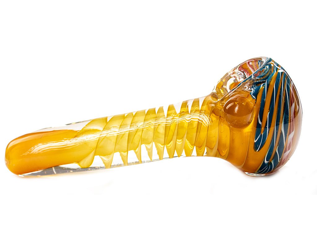 Fat Buddha Glass Swirly Gold Fumed Pipe