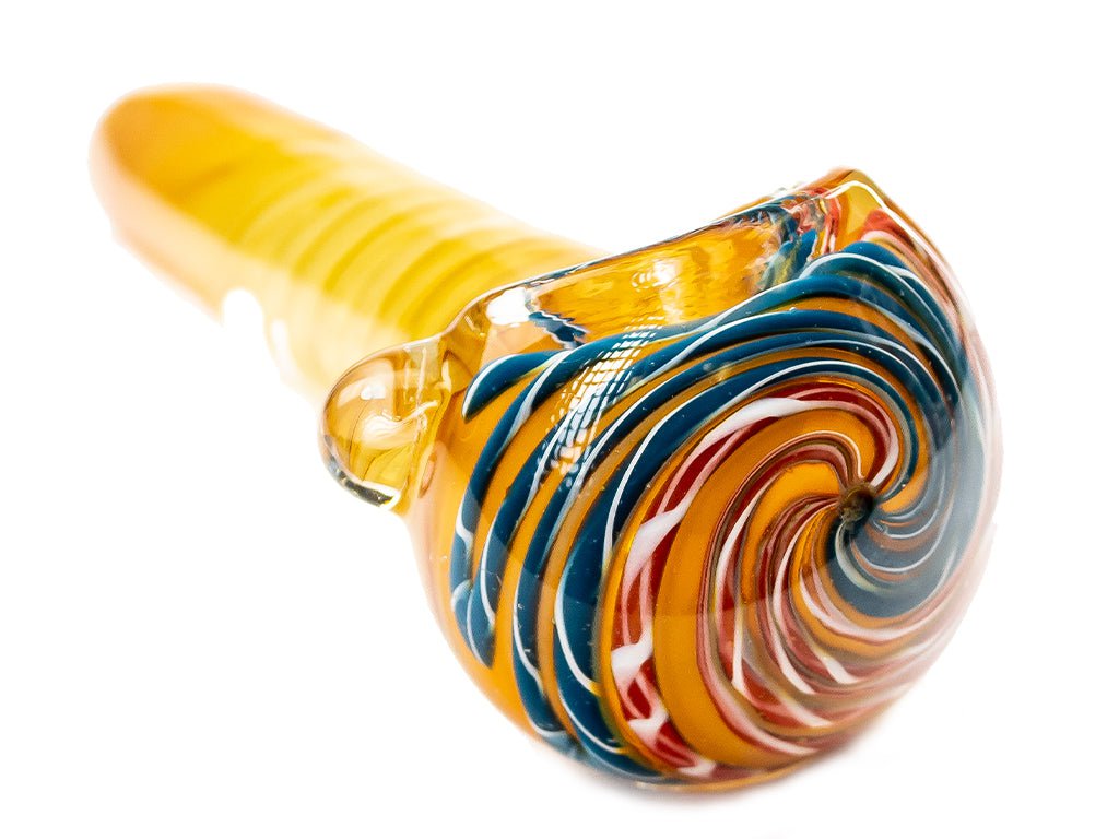 Fat Buddha Glass Swirly Gold Fumed Pipe